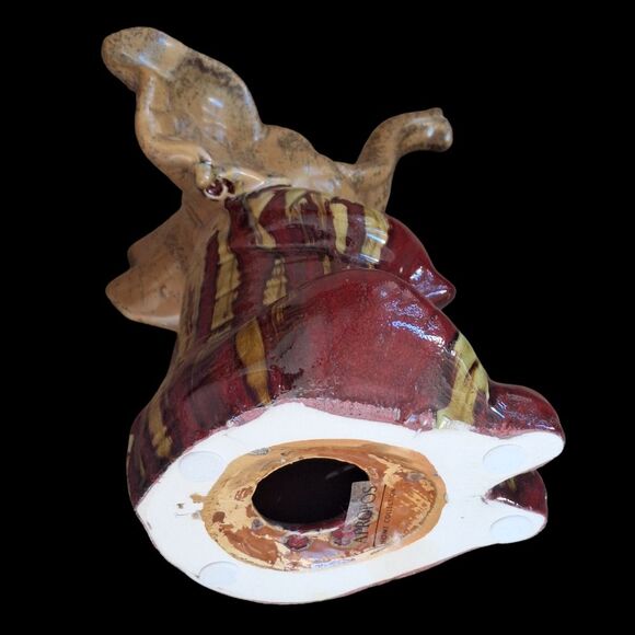 Apropos Drip Glaze Elephant Statue Figurine 10” Gold Trunk Up Lucky Art Pottery - Picture 9 of 16